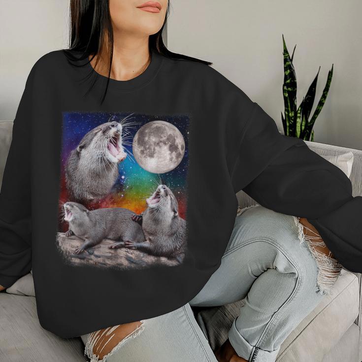 Howling Wolf Otter Moon Galaxy Parody Sweatshirt Frauen Geschenke für Sie