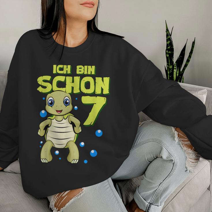 Ich Bin Schon 7 Years Boy Girl Birthday Turtle Sweatshirt Frauen Geschenke für Sie