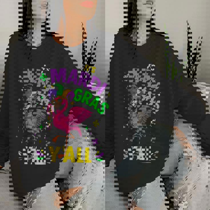 Its Mardi Gras Yall With Flamingo For New Orleans Carnival Women Sweatshirt Gifts for Her