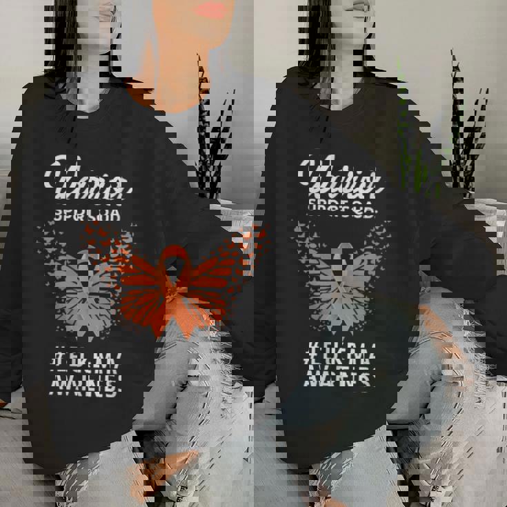 Leukemia Awareness Warrior Support Squad And Orange Ribbon Women Sweatshirt Gifts for Her