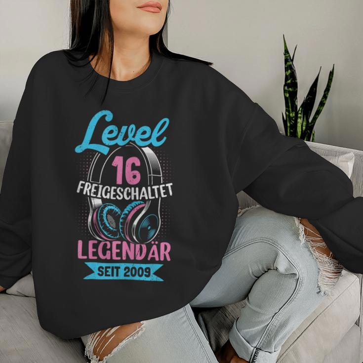 Level 16 Jahre Mädchen Geburtstag Gamer Girl Nager 2009 Sweatshirt Frauen Geschenke für Sie