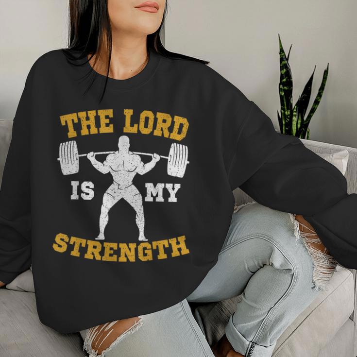 The Lord Is My Strength Christian Gym Jesus Workout S Sweatshirt Frauen Geschenke für Sie