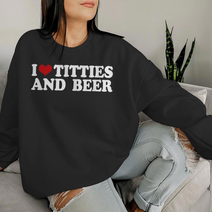 With I Love Tittis And Beer Motif Sweatshirt Frauen Geschenke für Sie