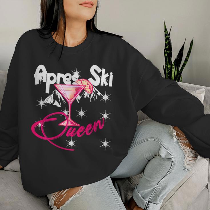 Lustiges Kostüm Wintersport Spruch Apres Ski Queen Partysekt Sweatshirt Frauen Geschenke für Sie