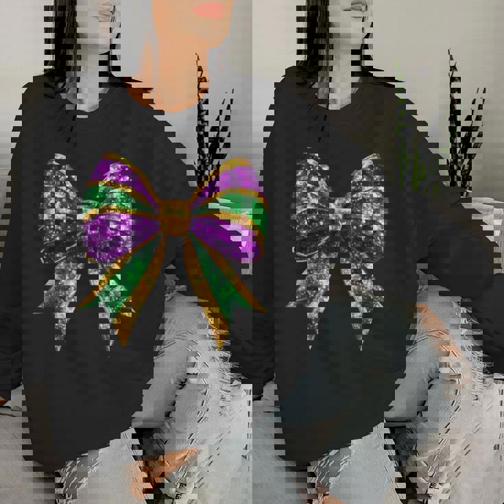 Mardi Gras Coquette Bow Fat-Tuesday New Orleans Girls Women Sweatshirt Gifts for Her