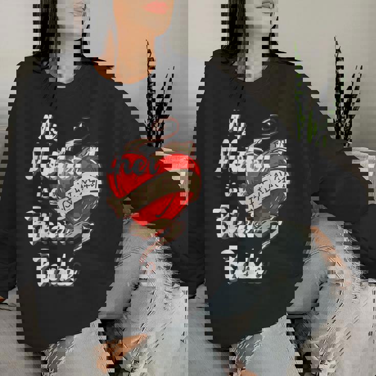 My Mother Is A Biker Babe Motorcycle Mom Moto Grandma Women Sweatshirt Gifts for Her