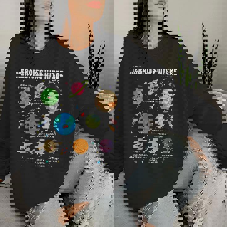 Neurodiverse Universe Space Planet Special Education Teacher Women Sweatshirt Gifts for Her