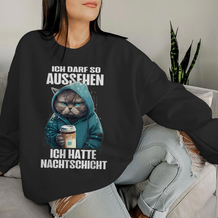 Night Layer Cat Coffee Layered Work Sweatshirt Frauen Geschenke für Sie