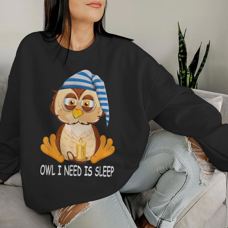 Owl Night Owl Sleeping Cap Nightgown Pyjamas Owl Sweatshirt Frauen Geschenke für Sie