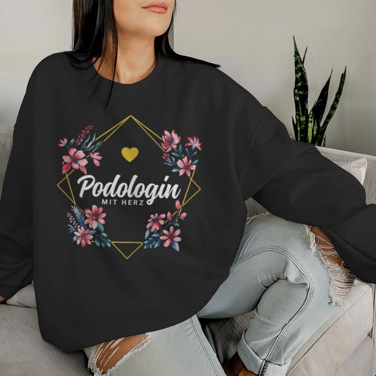 Podologin With Heart Flowers Thank You Farewell Needs Podiatry Sweatshirt Frauen Geschenke für Sie