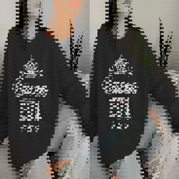 Prénom Humour Cadeau Personnalisé Queen Eva Sweat-shirt pour femme