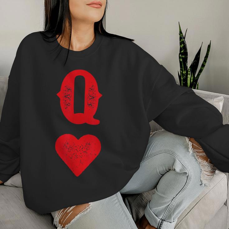 Queen Of Hearts Game Cards Poker Matching Couples S Sweatshirt Frauen Geschenke für Sie