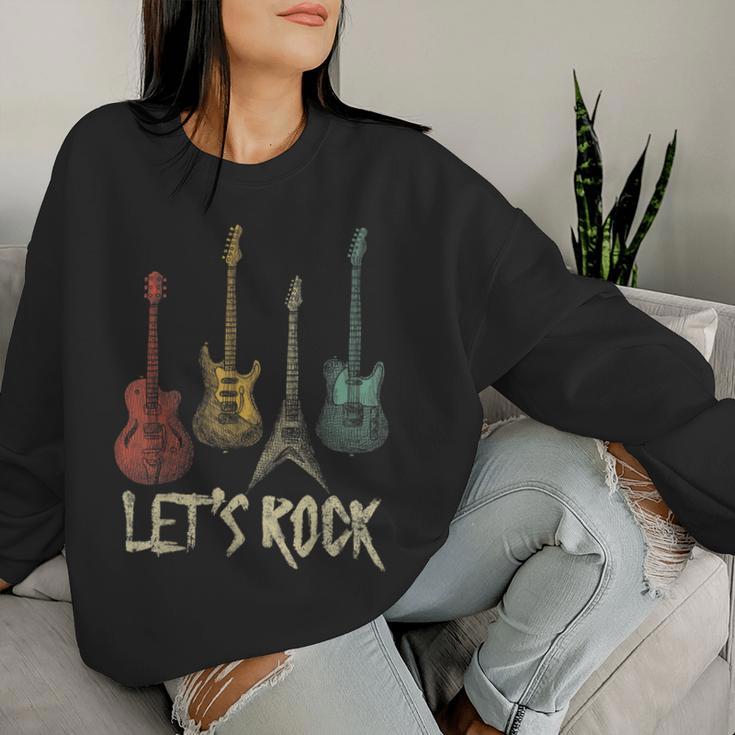 Lets Rock N Roll Guitar Retro Women's Sweatshirt Frauen Geschenke für Sie