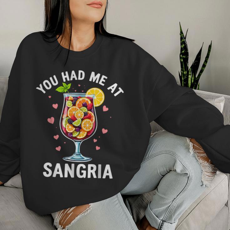 You Had Me At Sangria Wine Lover Drink Sweatshirt Frauen Geschenke für Sie