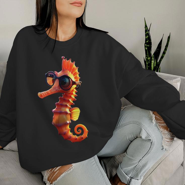 Seahorse With Sunglasses Aquarist Ocean Cute Seahorse Sweatshirt Frauen Geschenke für Sie