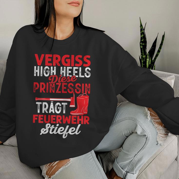 Women's Diese Prinzessin Trägt Feuerwehr Stiefel German Sweatshirt Frauen Geschenke für Sie