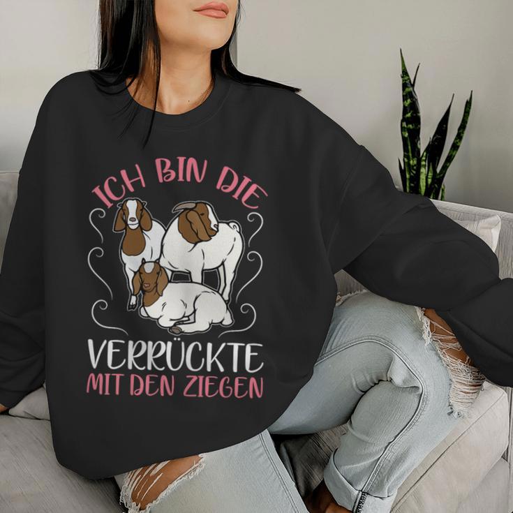 Women's Ich Bin Dieerrückte Mit Den Goat Ich Bin Dieerrückte Mit Sweatshirt Frauen Geschenke für Sie