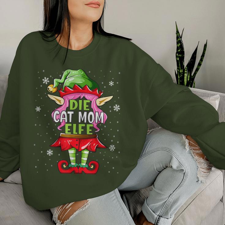 Cat Mom Elf Outfit Christmas Family Christmas Sweatshirt Frauen Geschenke für Sie