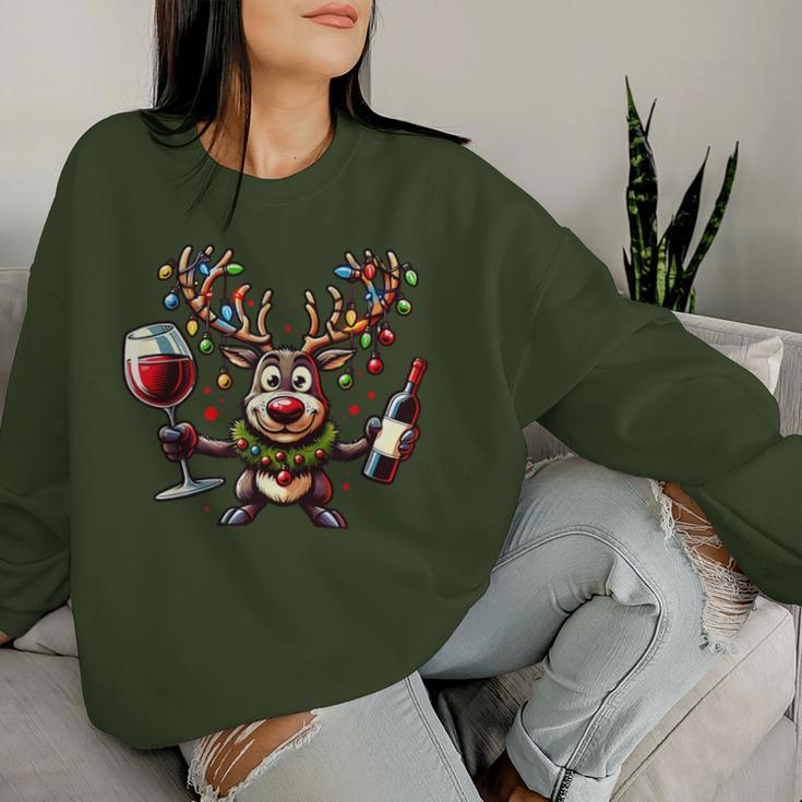 Christmas Wine Lovers Xmas Christmas Reindeer Sweatshirt Frauen Geschenke für Sie