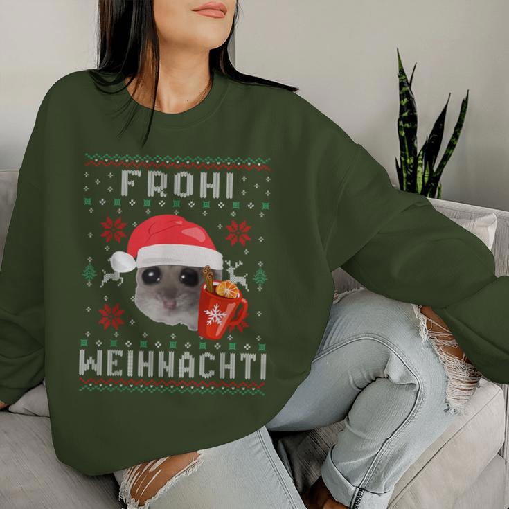 Frohi Weihnachti X Sad Hamster Meme Xmas Wine Mulled Wine Sweatshirt Frauen Geschenke für Sie