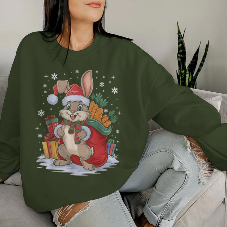 Christmas Bunny Santa Hat Rabbit Christmas Sweatshirt Frauen Geschenke für Sie