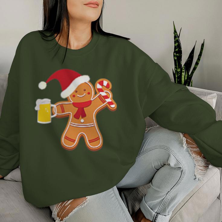 Gingerbread Man With Beer Christmas Xmas Jumper Sweatshirt Frauen Geschenke für Sie