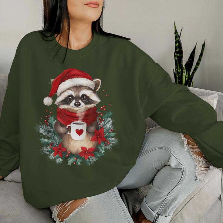 Raccoon Coffee Children Christmas Raccoon Sweatshirt Frauen Geschenke für Sie