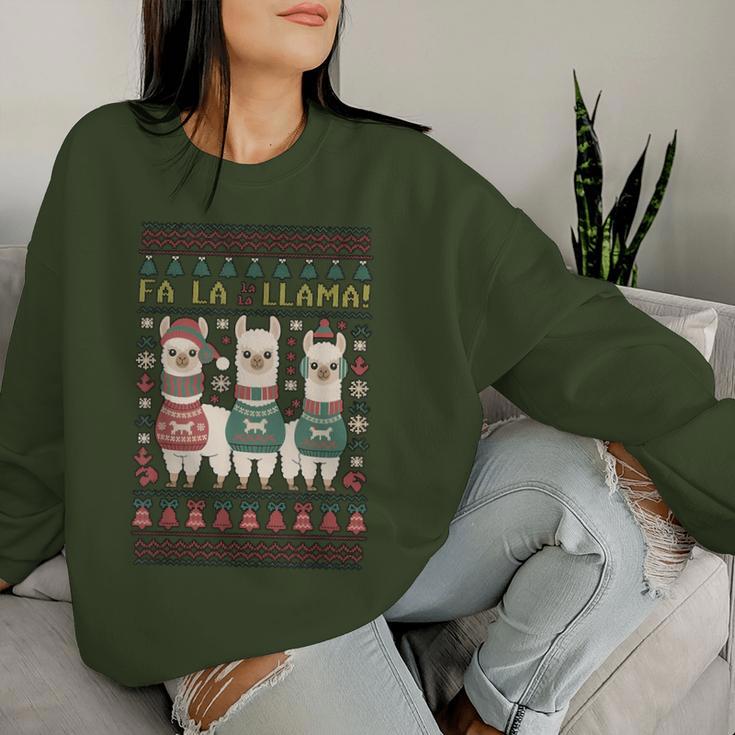 Ugly Christmas Sweater Fa La La Llama Merry Xmas Cute Alpaca Sweatshirt Frauen Geschenke für Sie