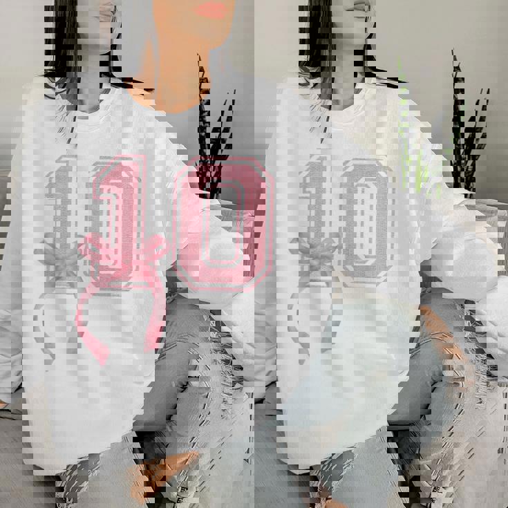 Birthday Girl Pink Coquette Bow 10 Year Old Aesthetic Girly Women Sweatshirt Gifts for Her