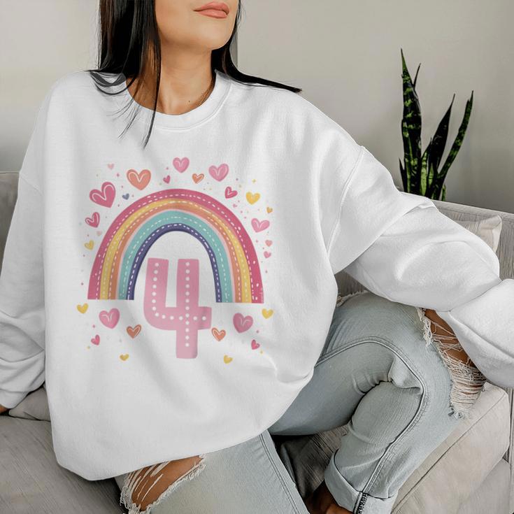 Children's Birthday 4 Girls Rainbow Fairy Four 4 Years Sweatshirt Frauen Geschenke für Sie