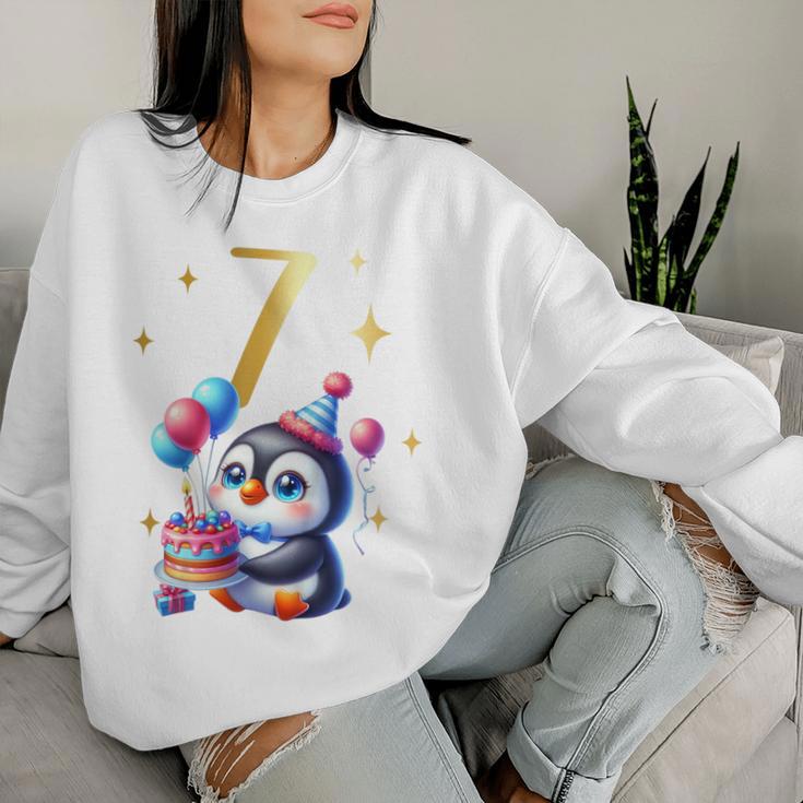 Children's Birthday 7 Girl Penguin Animals Party 7 Years Old Sweatshirt Frauen Geschenke für Sie