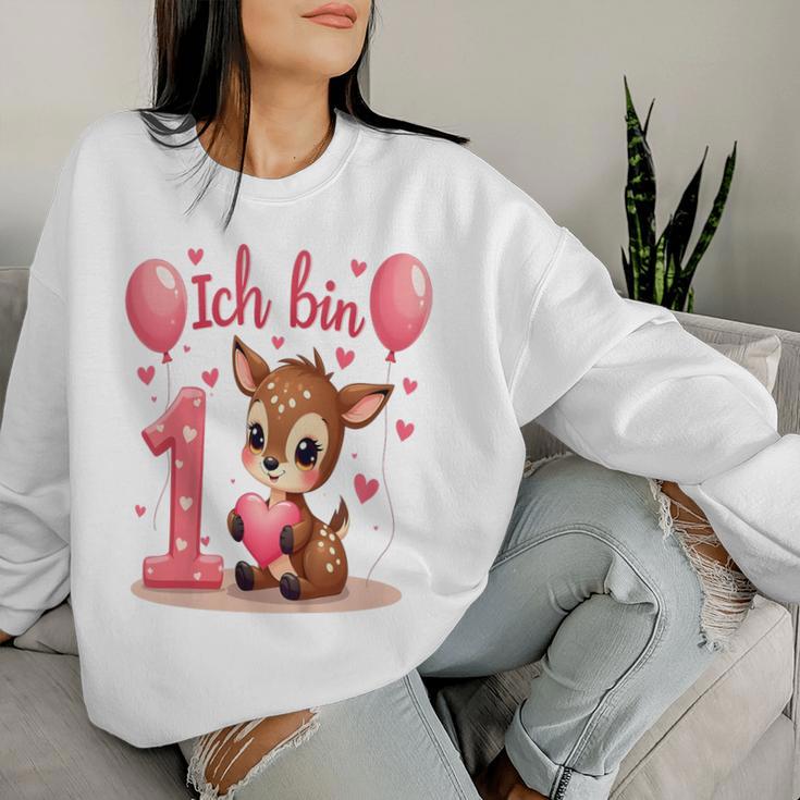 Children's Cute Deer I Am 1 Children's Birthday 1St Birthday Girl Sweatshirt Frauen Geschenke für Sie