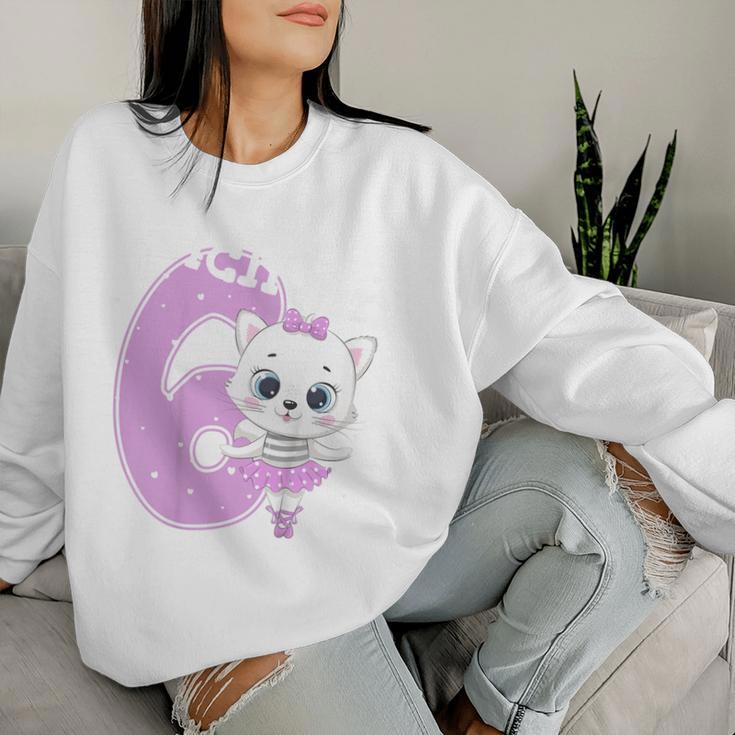 Children's Kitten Birthday Cat 6 Birthday Girls 6 Years Sweatshirt Frauen Geschenke für Sie