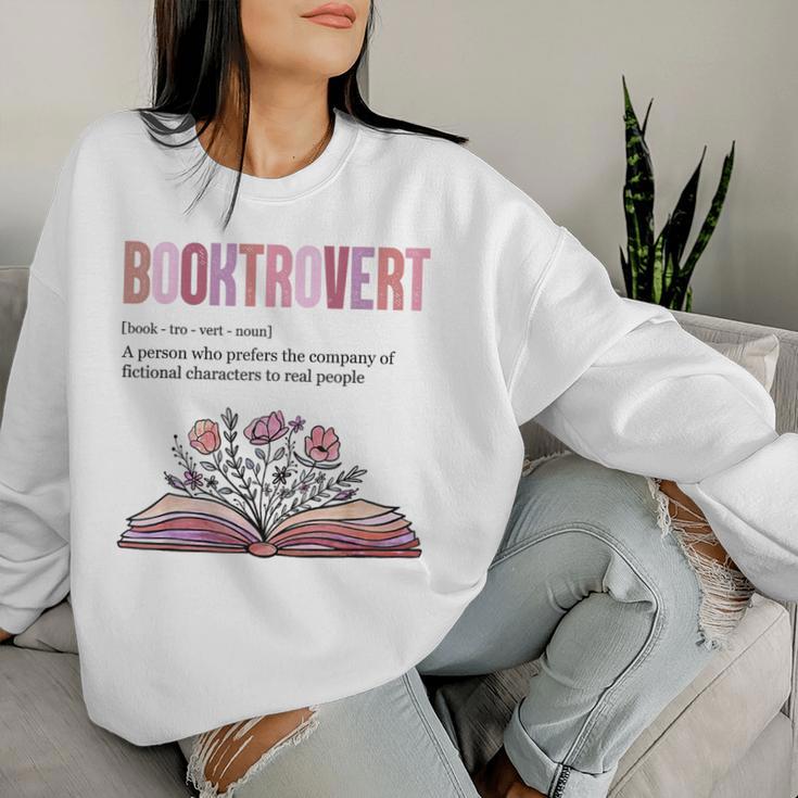 Booktrovert Definition Book Lovers Librarian Flowers Sweatshirt Frauen Geschenke für Sie