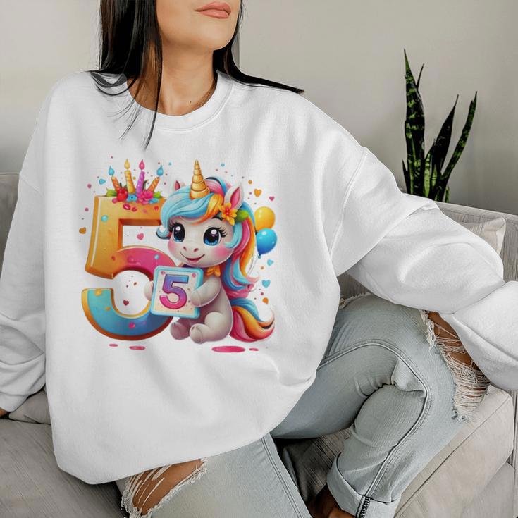 Kinder Nummer 5 Jahre Mädchen Einhorn 5 Geburtstag Sweatshirt Frauen Geschenke für Sie