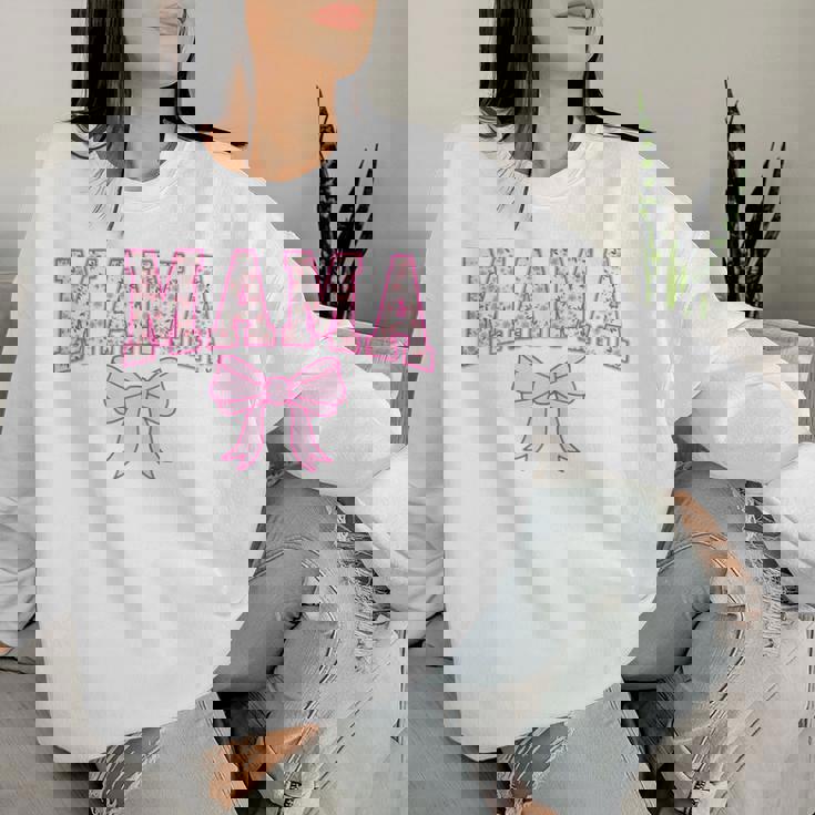 Mama Coquette Bow Retro Pink Aesthetic Mother's Day Mom Life Women Sweatshirt Gifts for Her