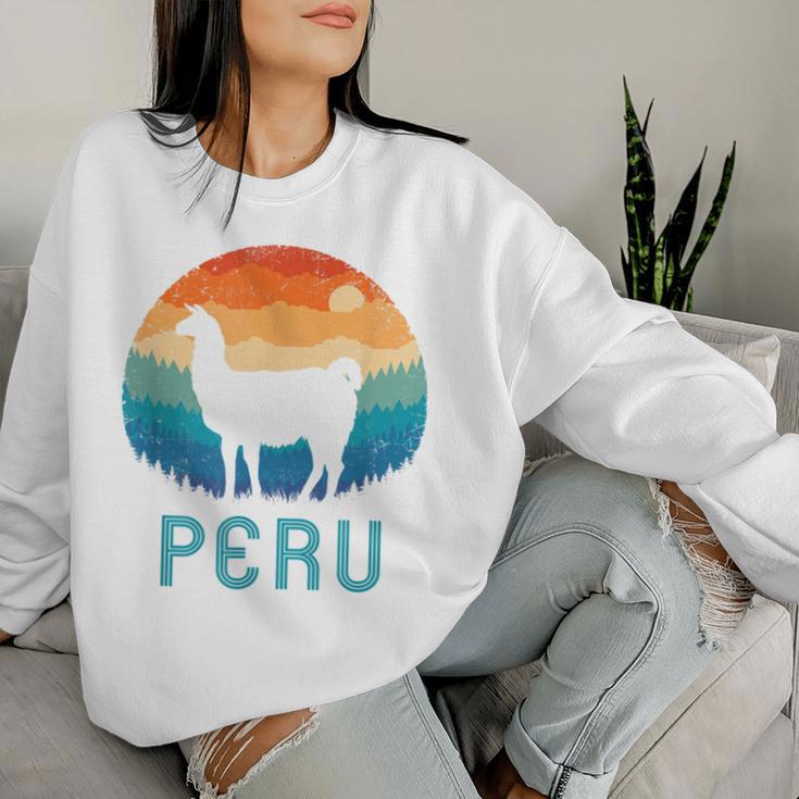 Peru Retro Llamaintage Machu Picchu Alpaca South American Sweatshirt Frauen Geschenke für Sie