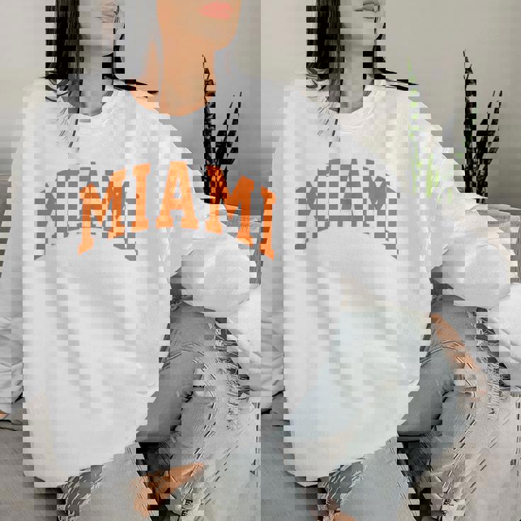 Retro Miami Miami Vintage Classic Orange Green Fl Women Sweatshirt Gifts for Her