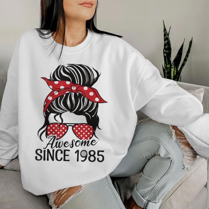 Vintage Awesome Since 1985 Woman And Girl Born 1985 Gray Sweatshirt Frauen Geschenke für Sie