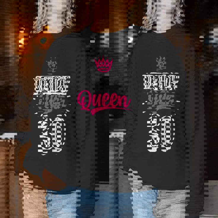 30Th Birthday Queen Happy Birthday Party Crown Sudadera Mujer Regalos divertidos