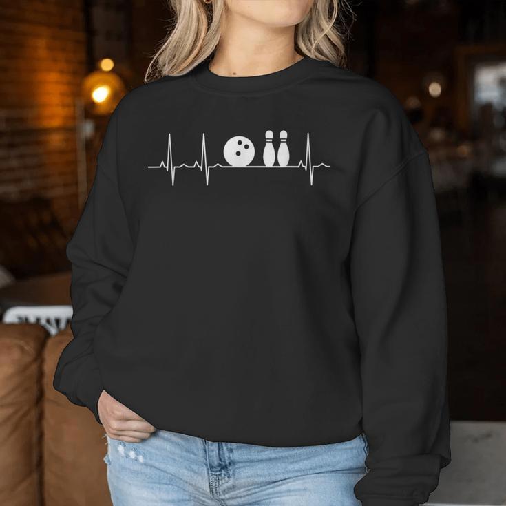 Bowling Pin Heartbeat Sport Bowling Ball Sweatshirt Frauen Lustige Geschenke