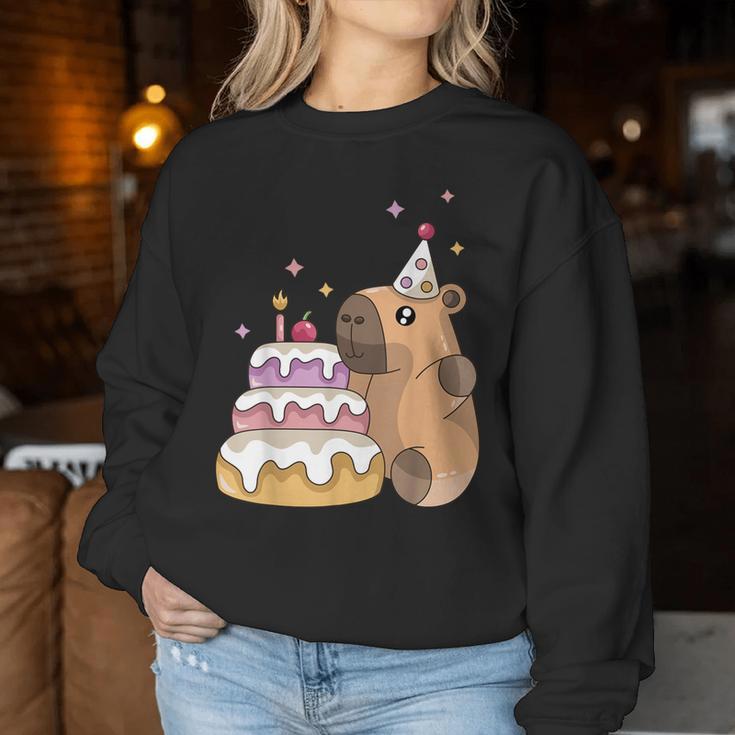 Capybara Cake Happy Birthday Animal Rodent Boy Girl Child Sweatshirt Frauen Lustige Geschenke