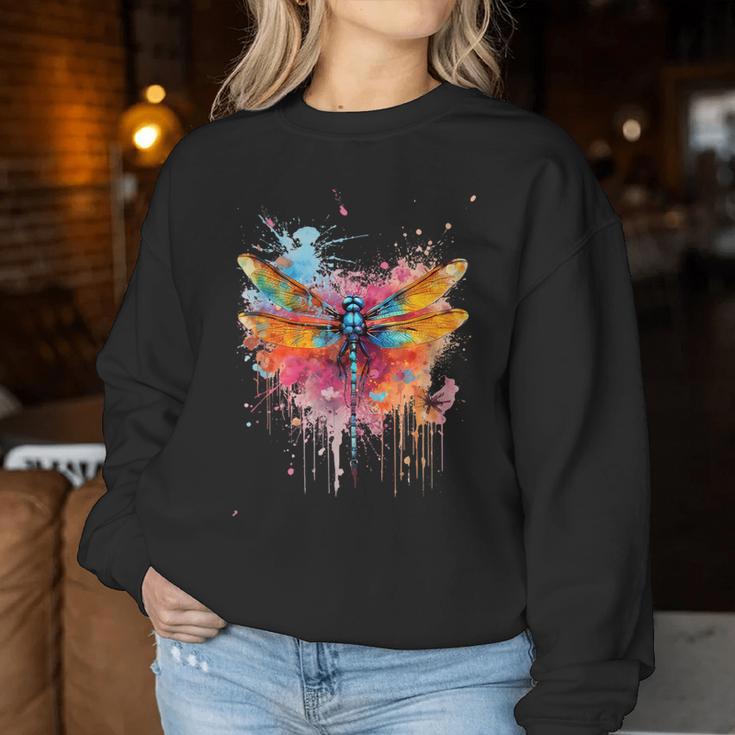 Colourful Dragonfly With Spray Effect Sweatshirt Frauen Lustige Geschenke