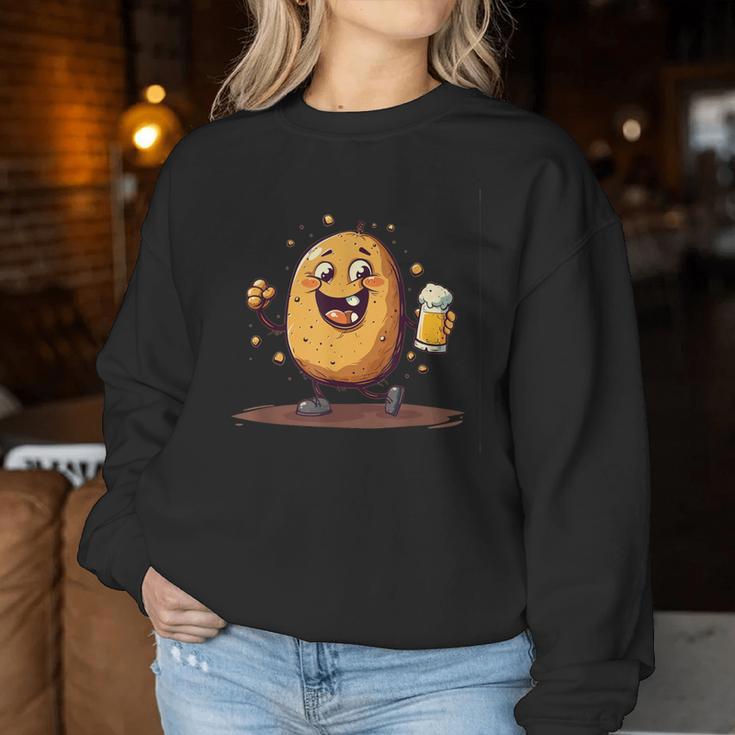 Cool Potato With Beer In Hand Costume Sweatshirt Frauen Lustige Geschenke