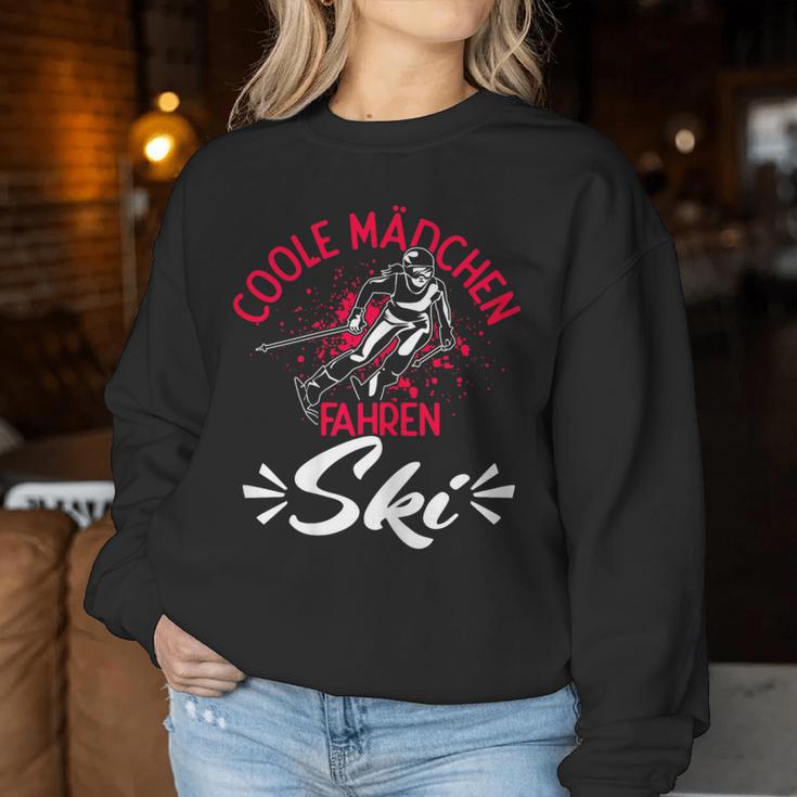 Coole Mädchen Fahren Ski Wintersport Skifahrerin Fan Sweatshirt Frauen Lustige Geschenke