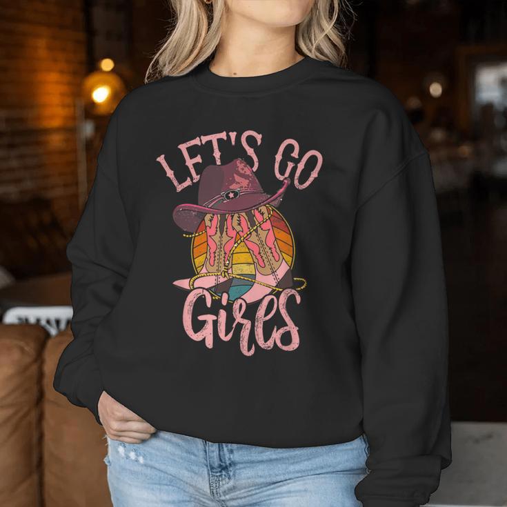 Cowboy Hat Boots Let Is Go Girls Western Pink Cowgirls Sweatshirt Frauen Lustige Geschenke