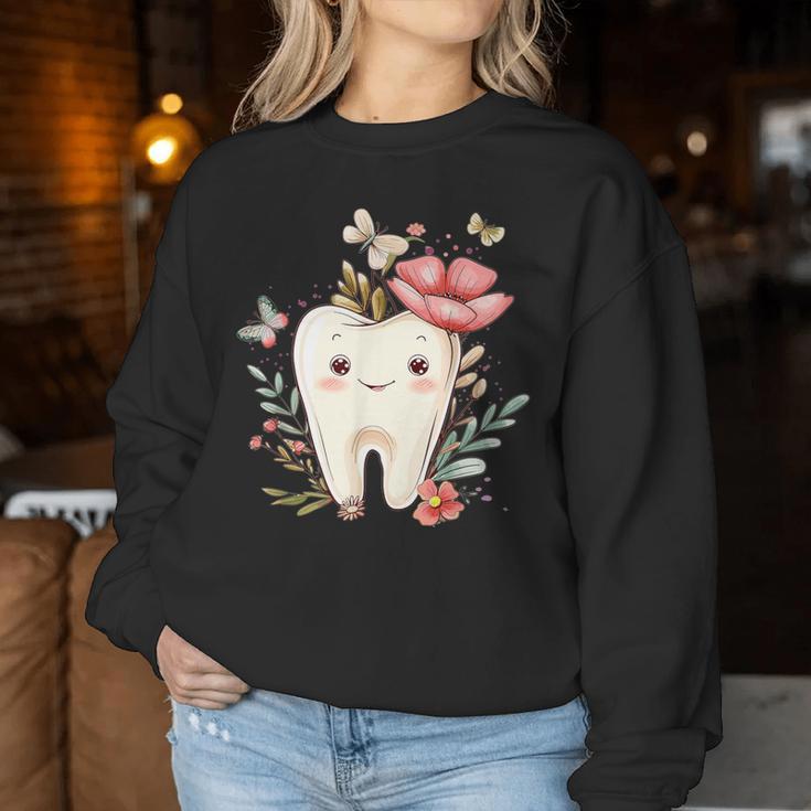 Cute Tooth With Flower I Children's Tooth Sweatshirt Frauen Lustige Geschenke