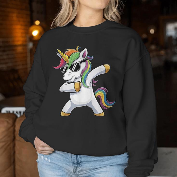 Dabbing Unicorn Costume Rainbow Colourful Carnival Fancy Dress Sweatshirt Frauen Lustige Geschenke