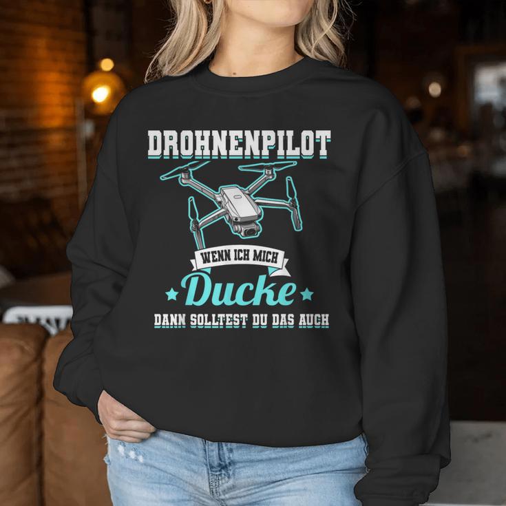 Drhnenpilot Wenn Ich Mich Ducke Drone Slogan Fpv Sweatshirt Frauen Lustige Geschenke