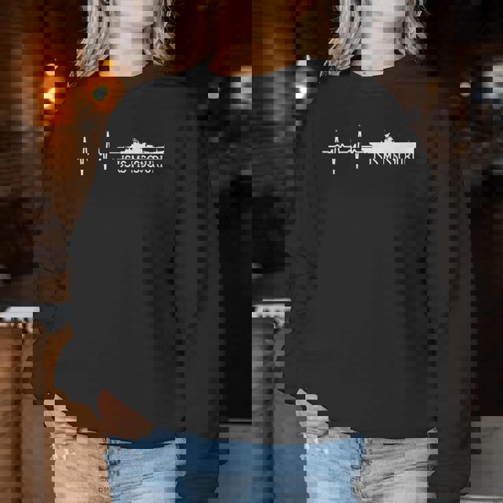 Ekg Heartbeat Uss Missouri Bb-63 Acorazado Sudadera Mujer Regalos divertidos
